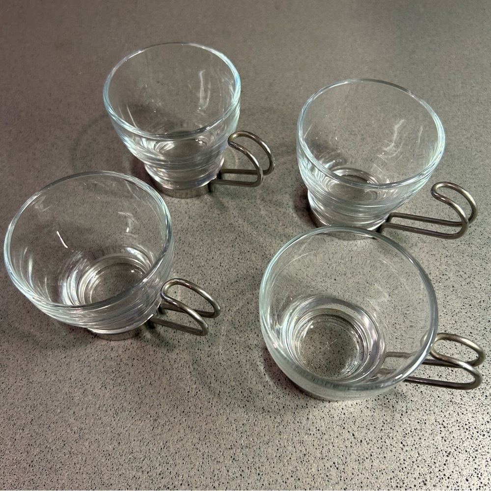 4 set Bormioli Rocco Verdi Espresso coffee Cup With Stainless Steel Handle